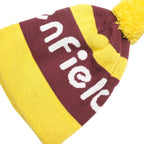PENFIELD Mens Maroon & Yellow Knitted Beanie Acrylic Winter Pom Pom Hat