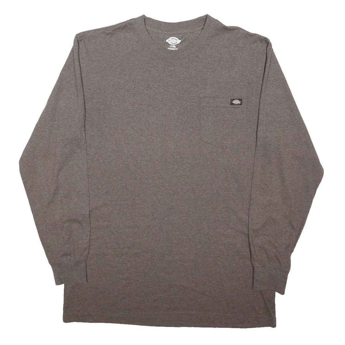 DICKIES Mens Brown Long Sleeve Crew Neck Pocket T-Shirt L Cotton Blend Casual