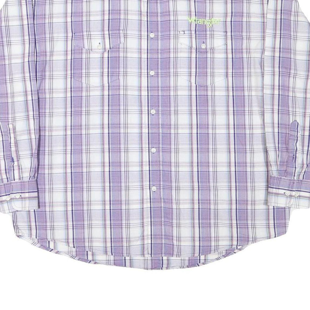 WRANGLER Mens Purple & White Check Shirt XL Button Down Long Sleeve Casual