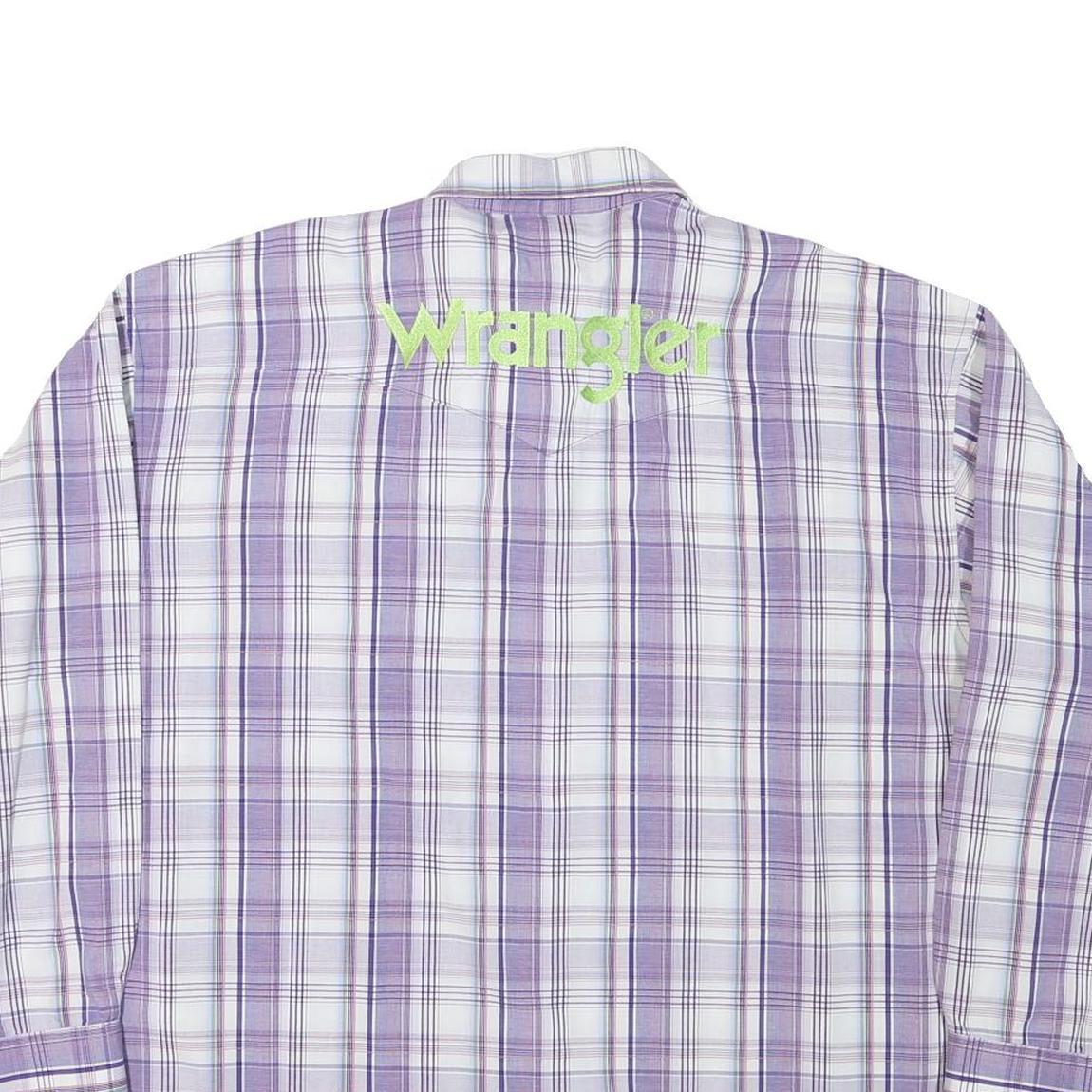 WRANGLER Mens Purple & White Check Shirt XL Button Down Long Sleeve Casual