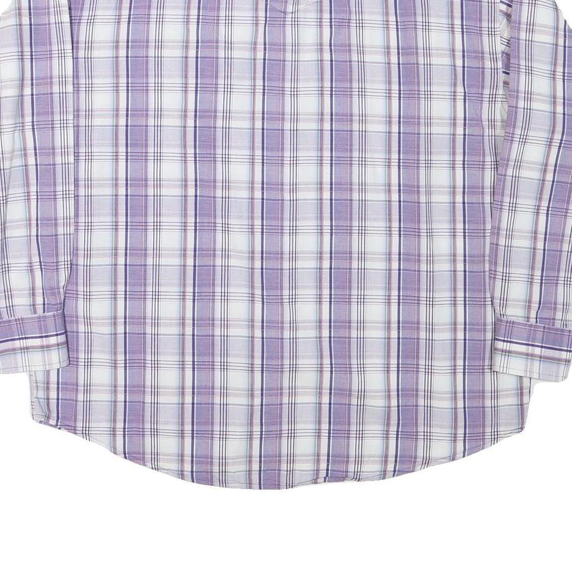 WRANGLER Mens Purple & White Check Shirt XL Button Down Long Sleeve Casual