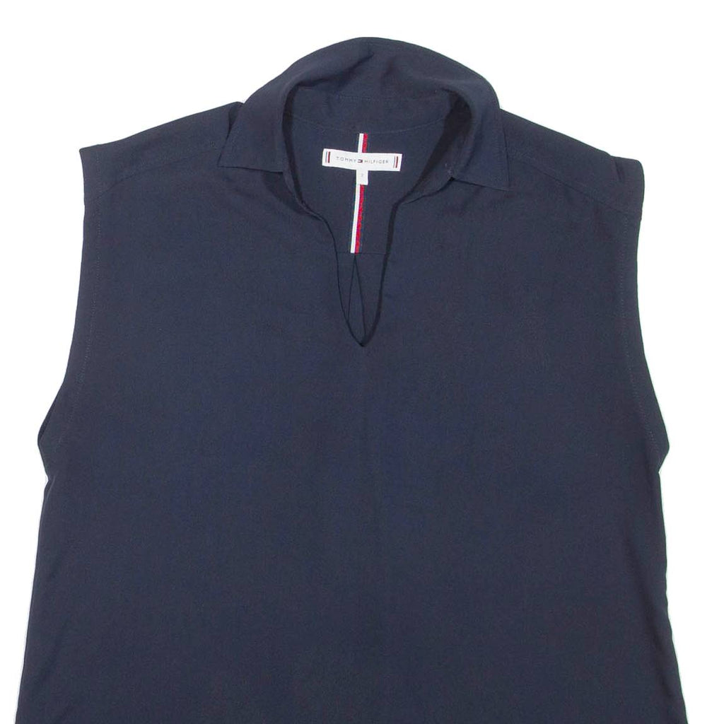 TOMMY HILFIGER Womens Blouse Blue V-Neck Sleeveless S