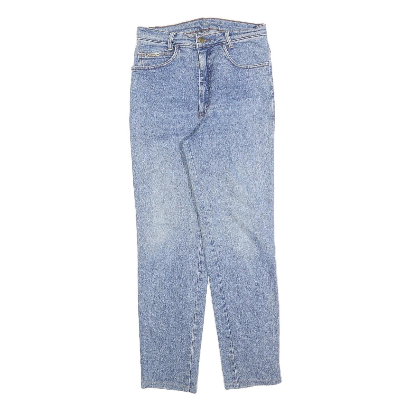 PUEBLO Womens Regular Fit Blue Denim Regular Jeans W28 L28 Classic Cotton Blend