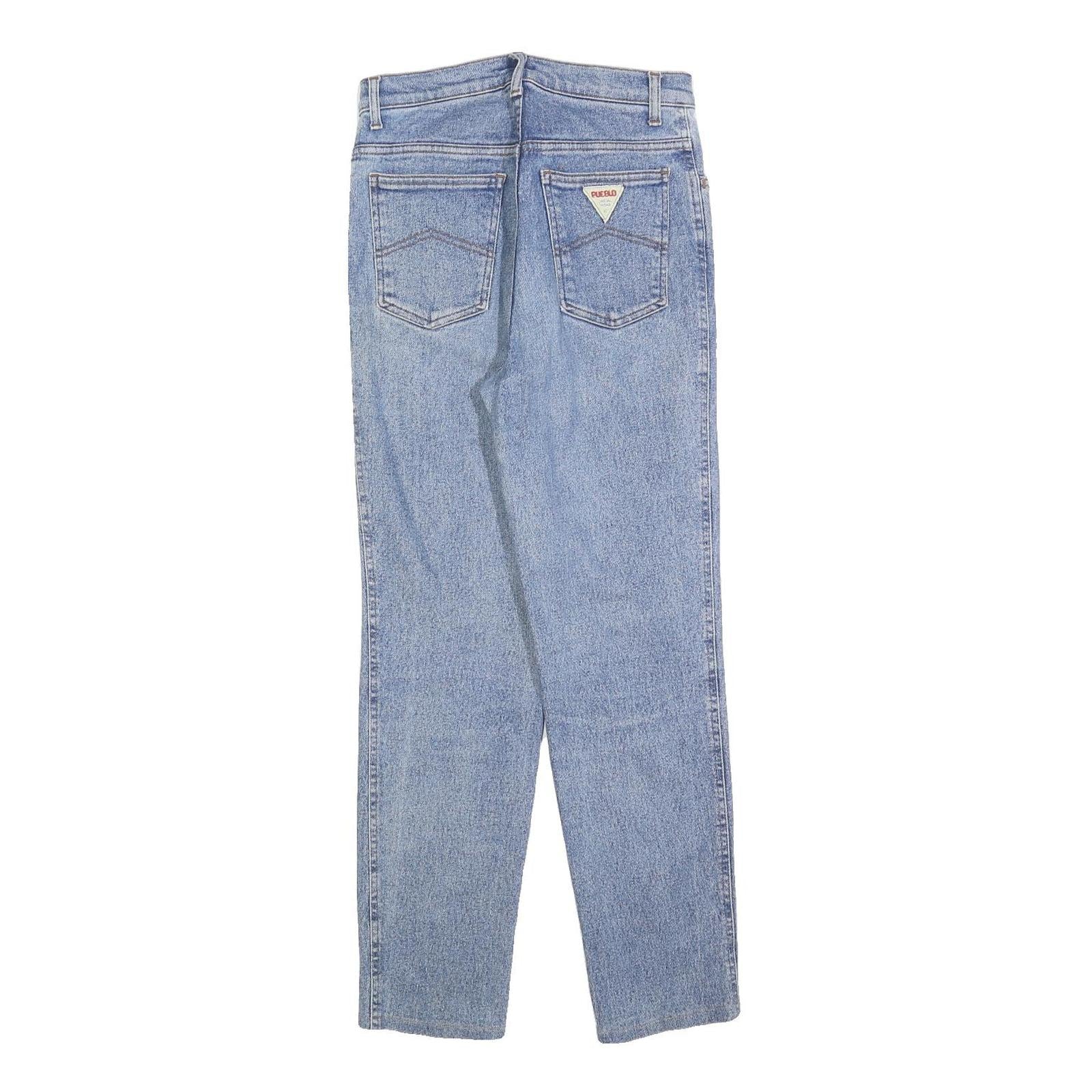 PUEBLO Womens Regular Fit Blue Denim Regular Jeans W28 L28 Classic Cotton Blend