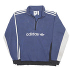 ADIDAS Mens Blue & White Logo 1/4 Zip S Sweatshirt Pullover Sportswear