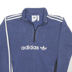 ADIDAS Mens Blue & White Logo 1/4 Zip S Sweatshirt Pullover Sportswear