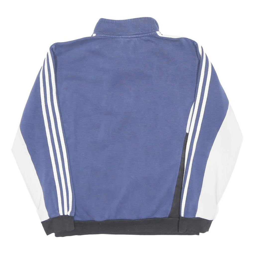 ADIDAS Mens Blue & White Logo 1/4 Zip S Sweatshirt Pullover Sportswear