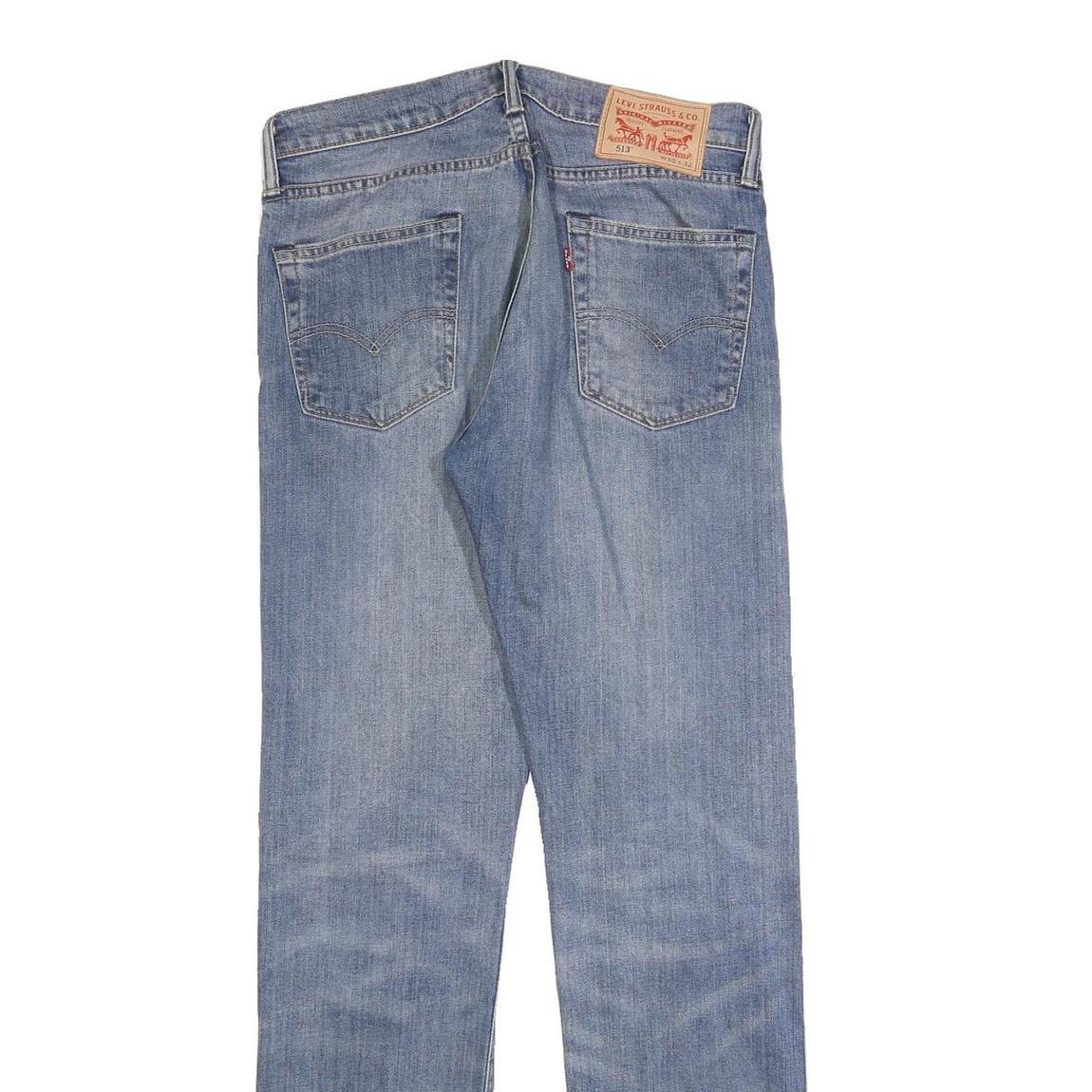 LEVI'S 513 Mens Jeans Blue Regular Straight Denim Medium W30 L32 Classic Fit Zip