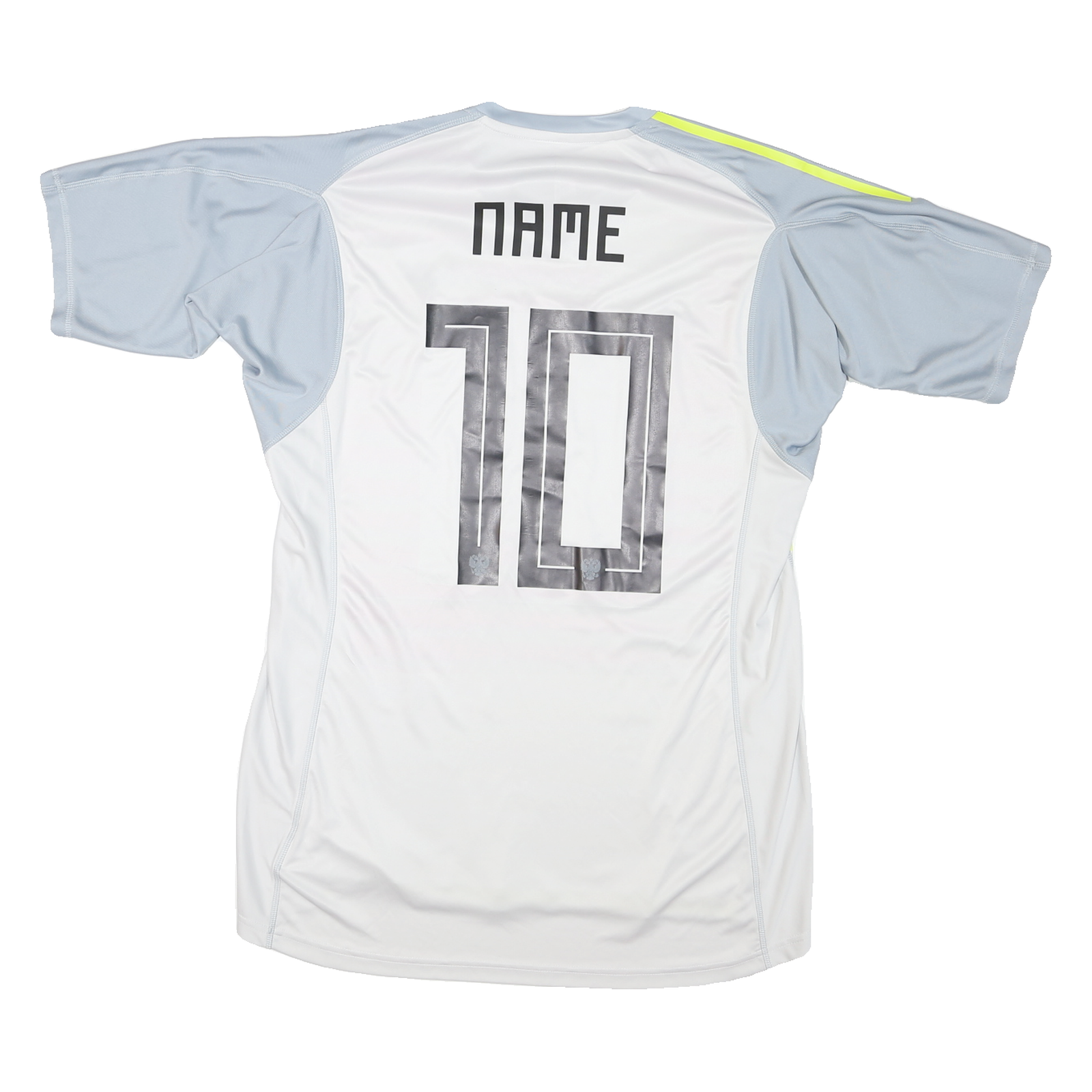 ADIDAS Mens Yellow & Grey Football T-Shirt L Short Sleeve V-Neck Sport Jersey