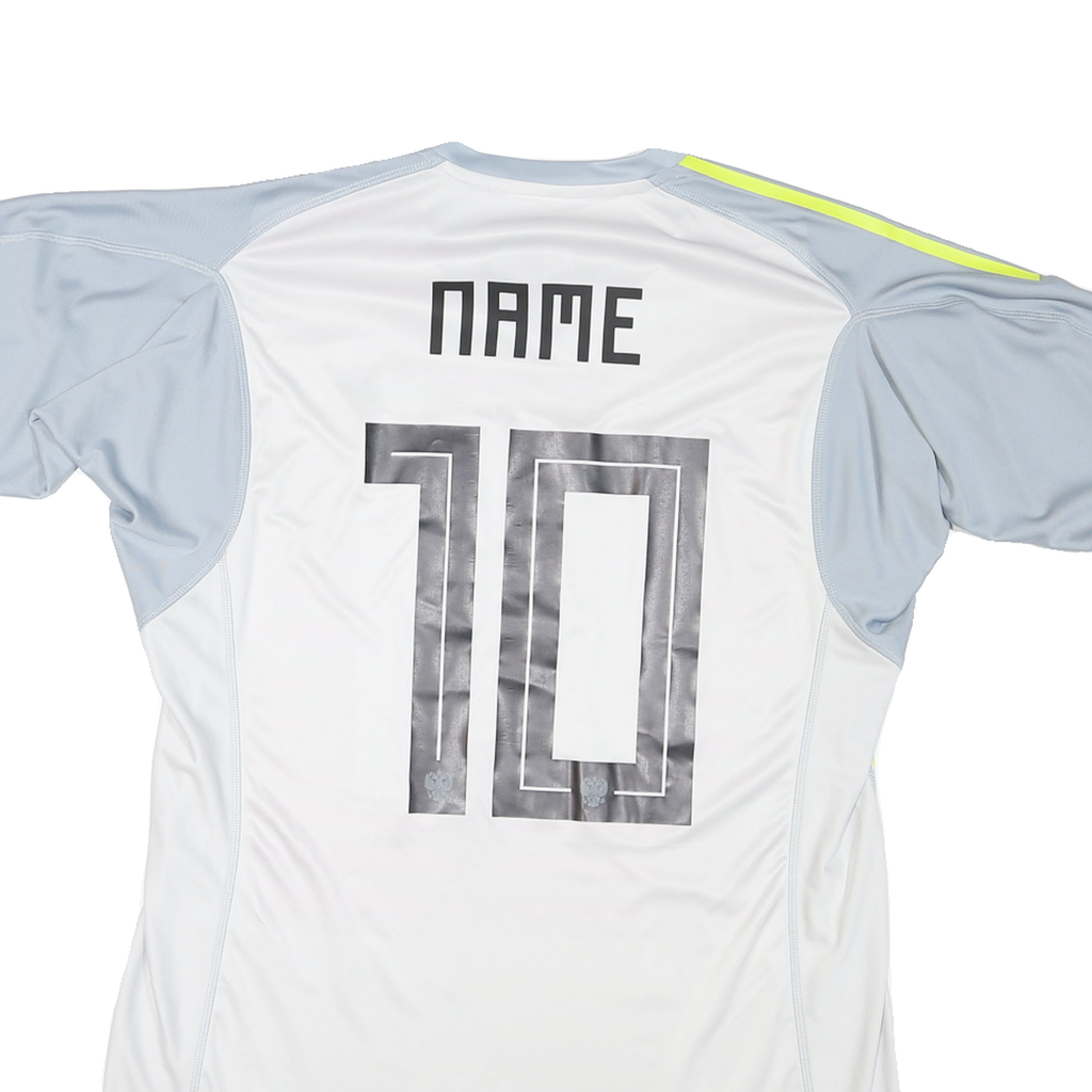 ADIDAS Mens Yellow & Grey Football T-Shirt L Short Sleeve V-Neck Sport Jersey