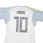 ADIDAS Mens Yellow & Grey Football T-Shirt L Short Sleeve V-Neck Sport Jersey