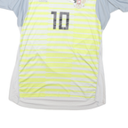 ADIDAS Mens Yellow & Grey Football T-Shirt L Short Sleeve V-Neck Sport Jersey