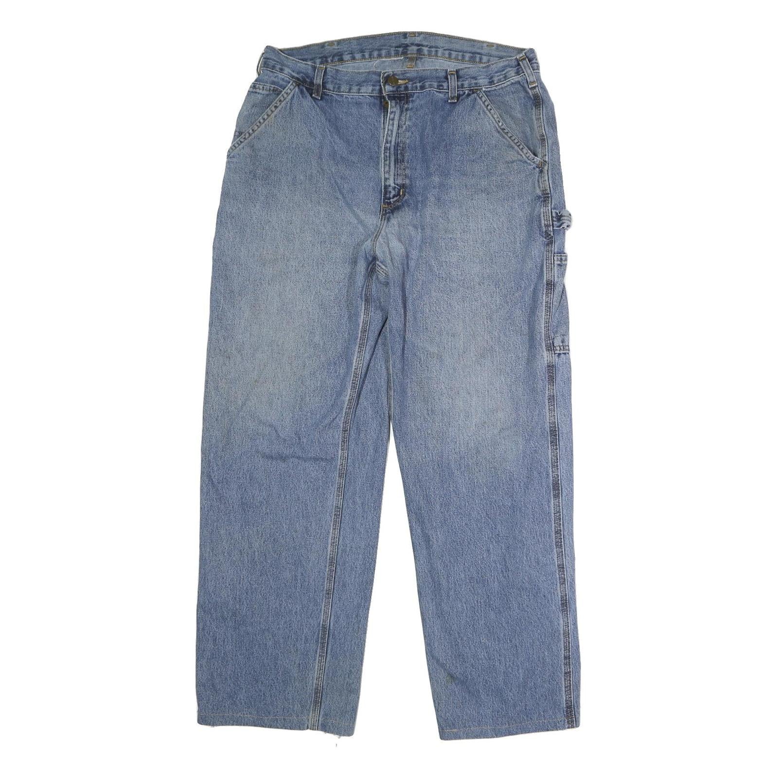 CARHARTT Mens Blue Regular Fit Straight Denim Jeans W36 L29 Durable Casual