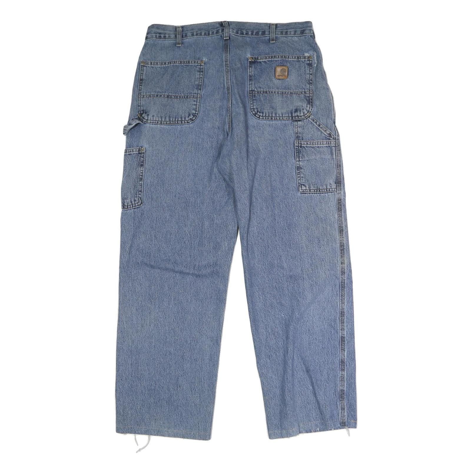 CARHARTT Mens Blue Regular Fit Straight Denim Jeans W36 L29 Durable Casual