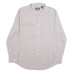 CHAPS Mens White & Brown Check Cotton Shirt L Casual Long Sleeve Button Collar