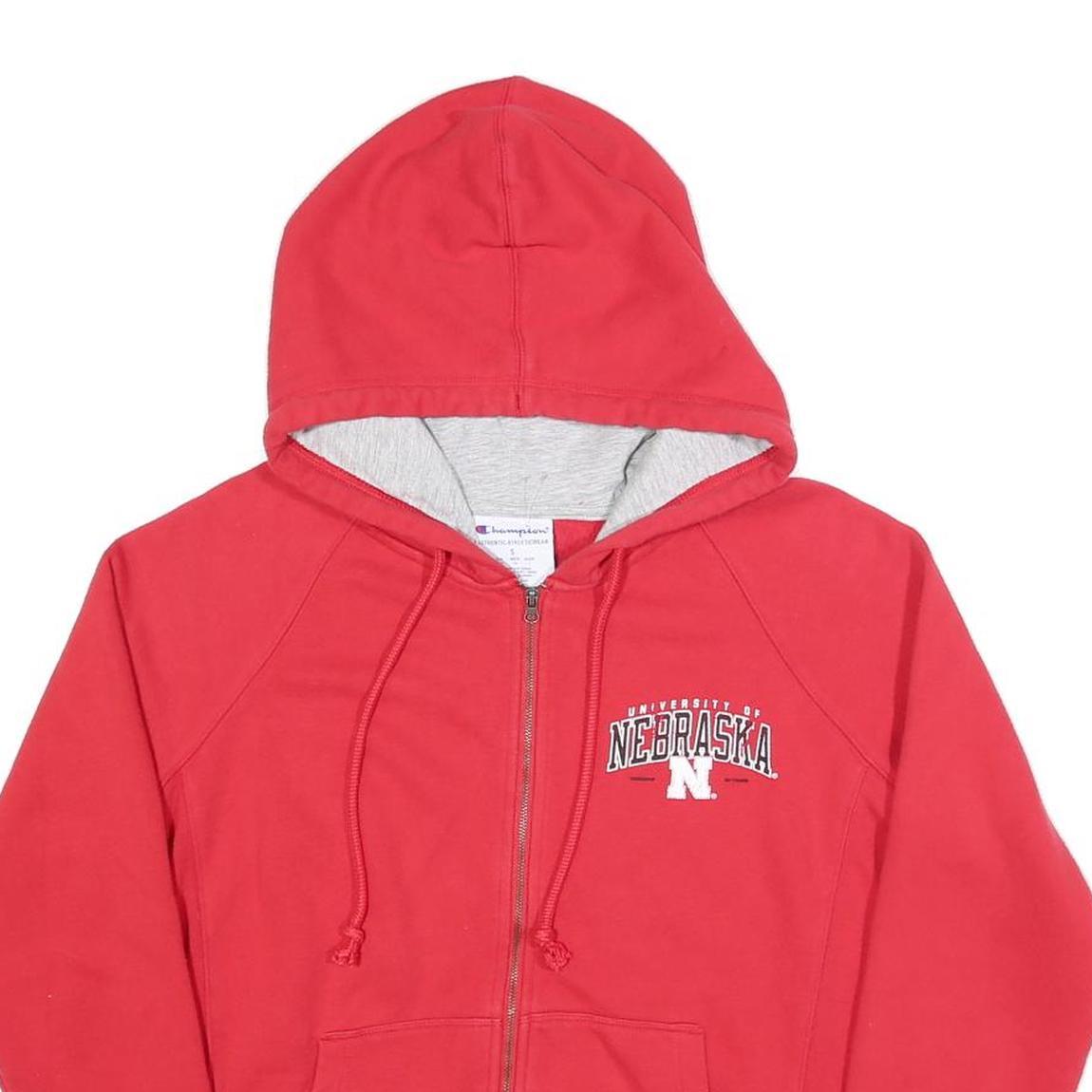 CHAMPION Womens Red University Of Nebraska Full Zip Hoodie S Cotton Blend