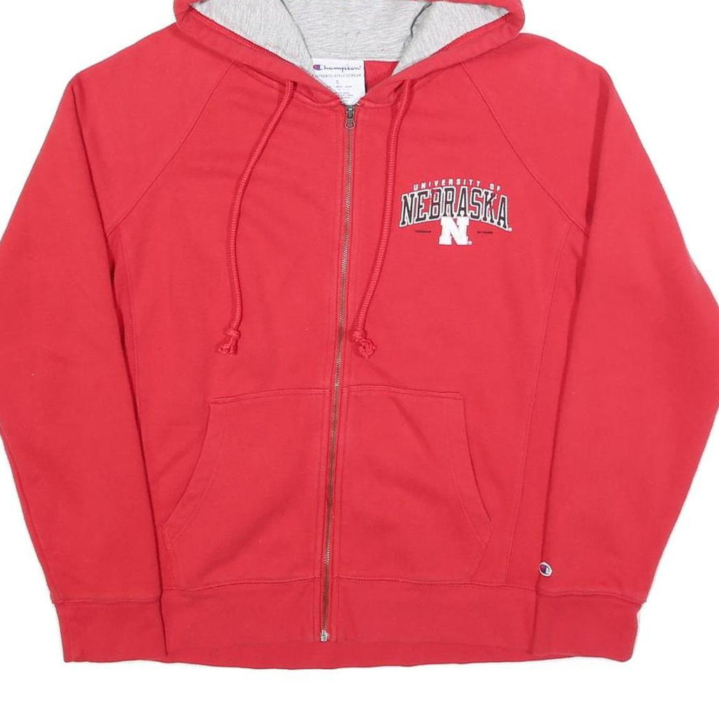 CHAMPION Womens Red University Of Nebraska Full Zip Hoodie S Cotton Blend