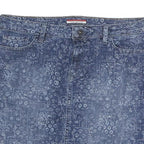 TOMMY HILFIGER Womens Blue Denim Print Mini Cotton Skirt M Stylish Casual