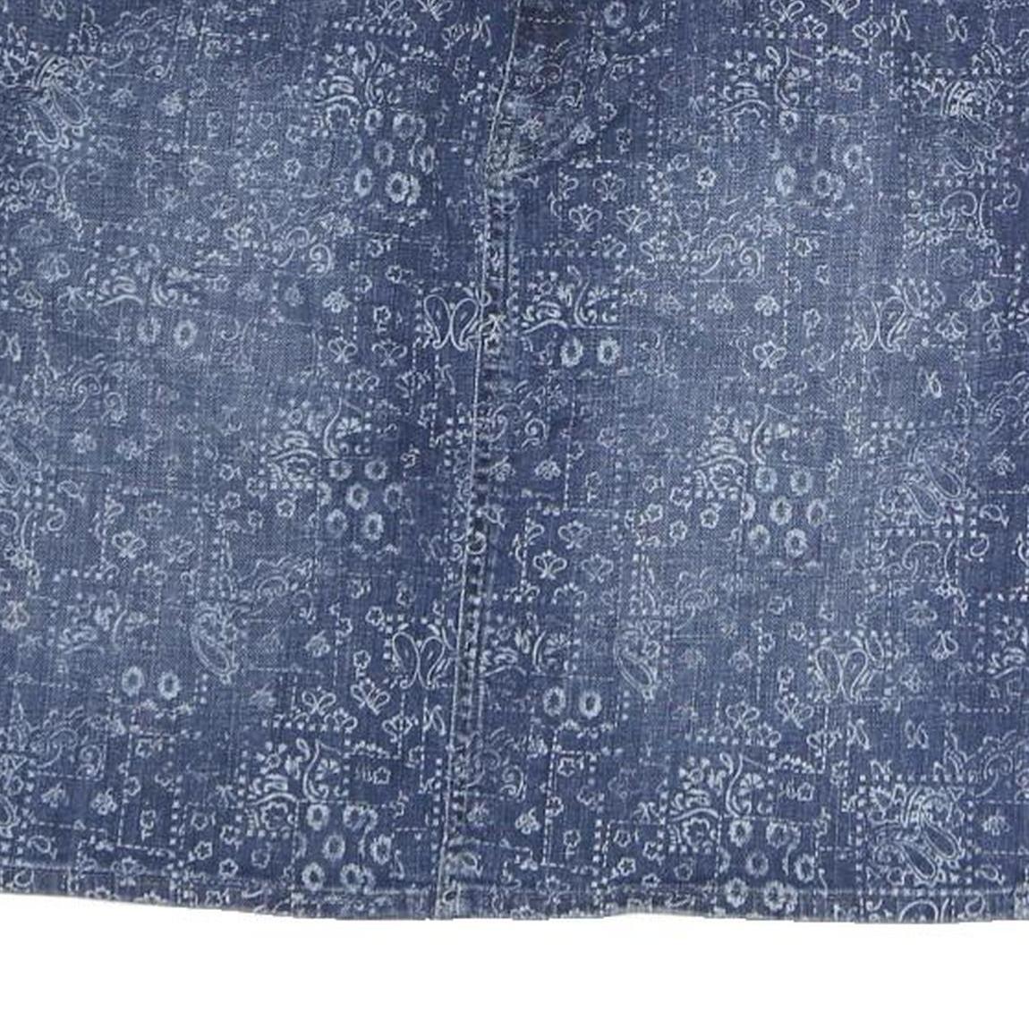 TOMMY HILFIGER Womens Blue Denim Print Mini Cotton Skirt M Stylish Casual