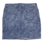 TOMMY HILFIGER Womens Blue Denim Print Mini Cotton Skirt M Stylish Casual