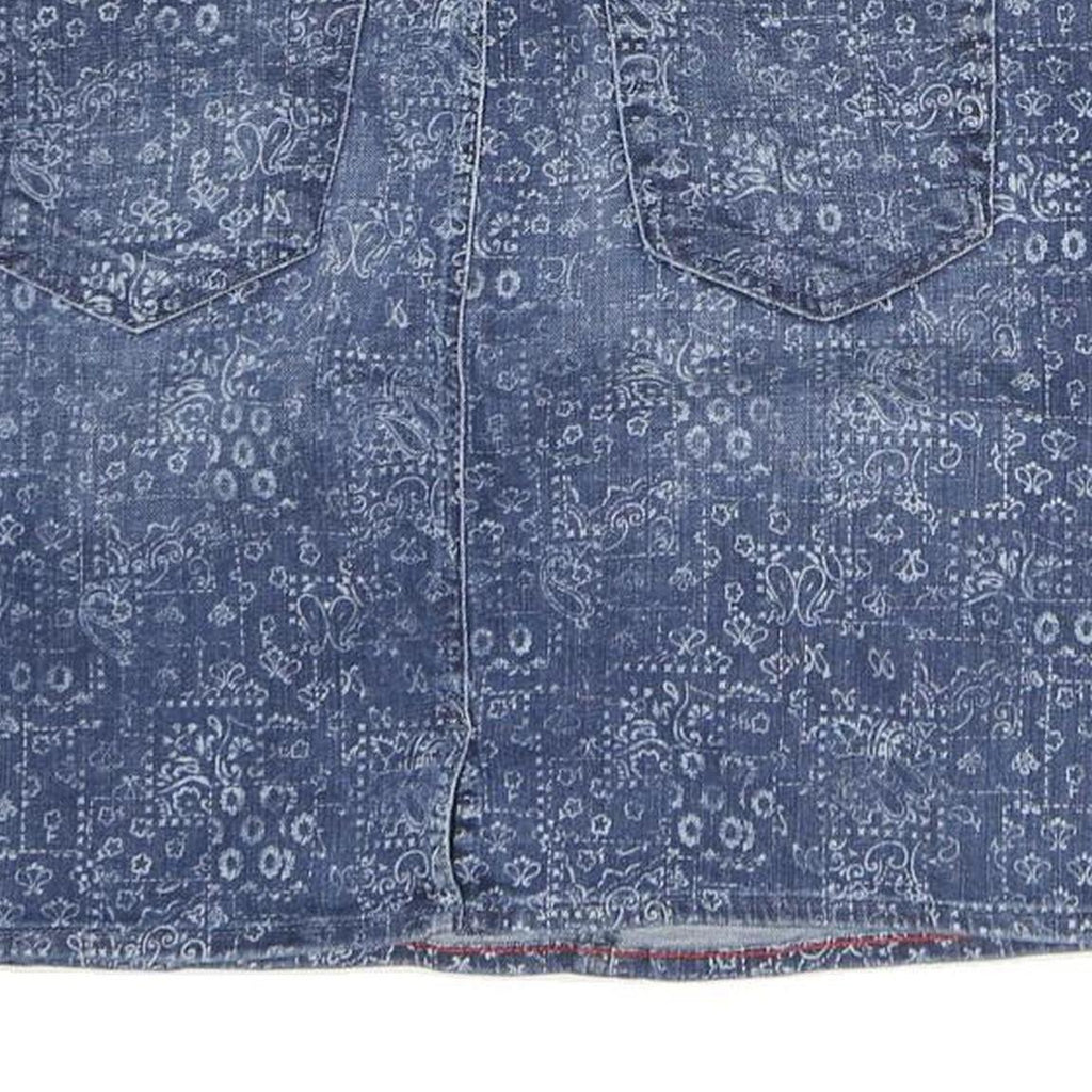 TOMMY HILFIGER Womens Blue Denim Print Mini Cotton Skirt M Stylish Casual