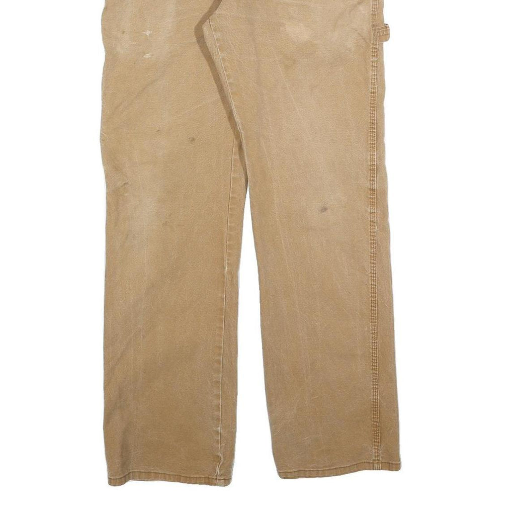 DICKIES Mens Regular Fit Beige Cotton Blend Regular Leg Trousers W32 L32