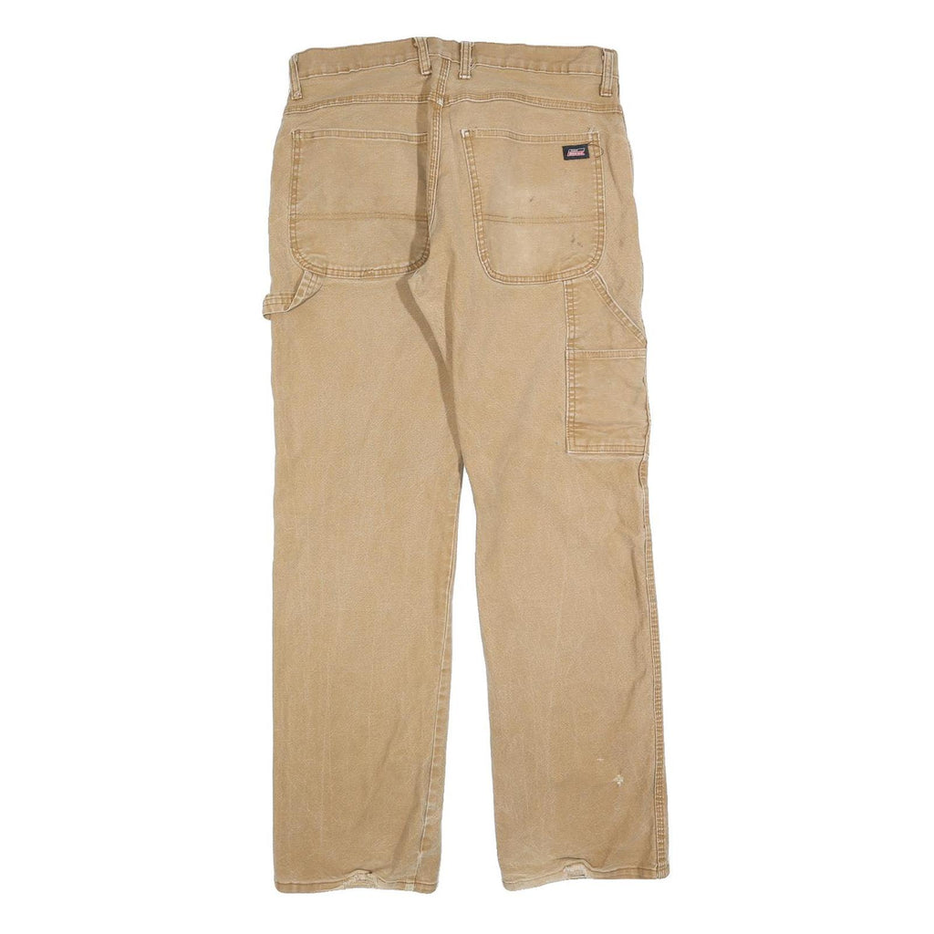 DICKIES Mens Regular Fit Beige Cotton Blend Regular Leg Trousers W32 L32