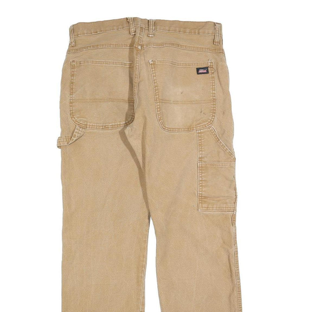 DICKIES Mens Regular Fit Beige Cotton Blend Regular Leg Trousers W32 L32