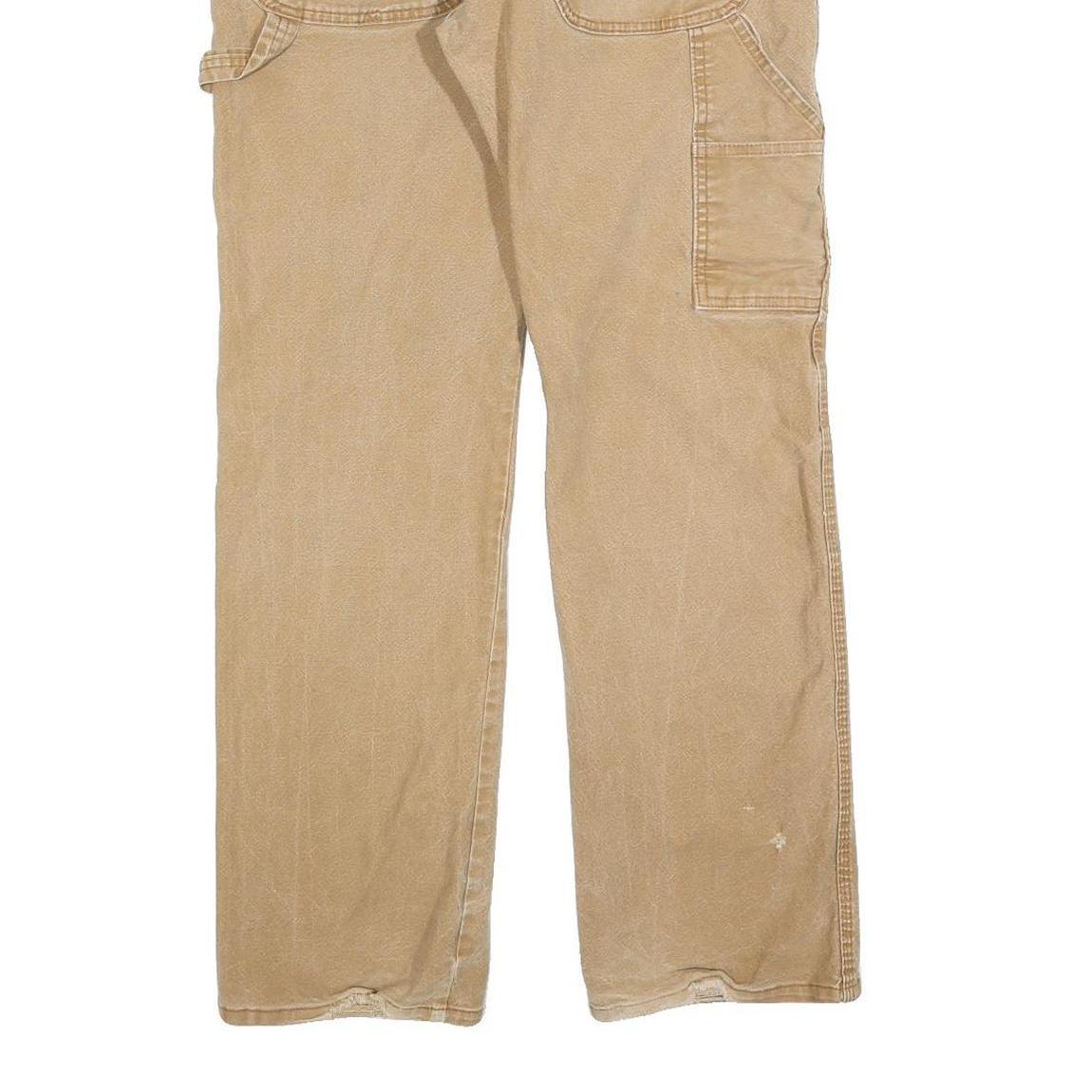 DICKIES Mens Regular Fit Beige Cotton Blend Regular Leg Trousers W32 L32