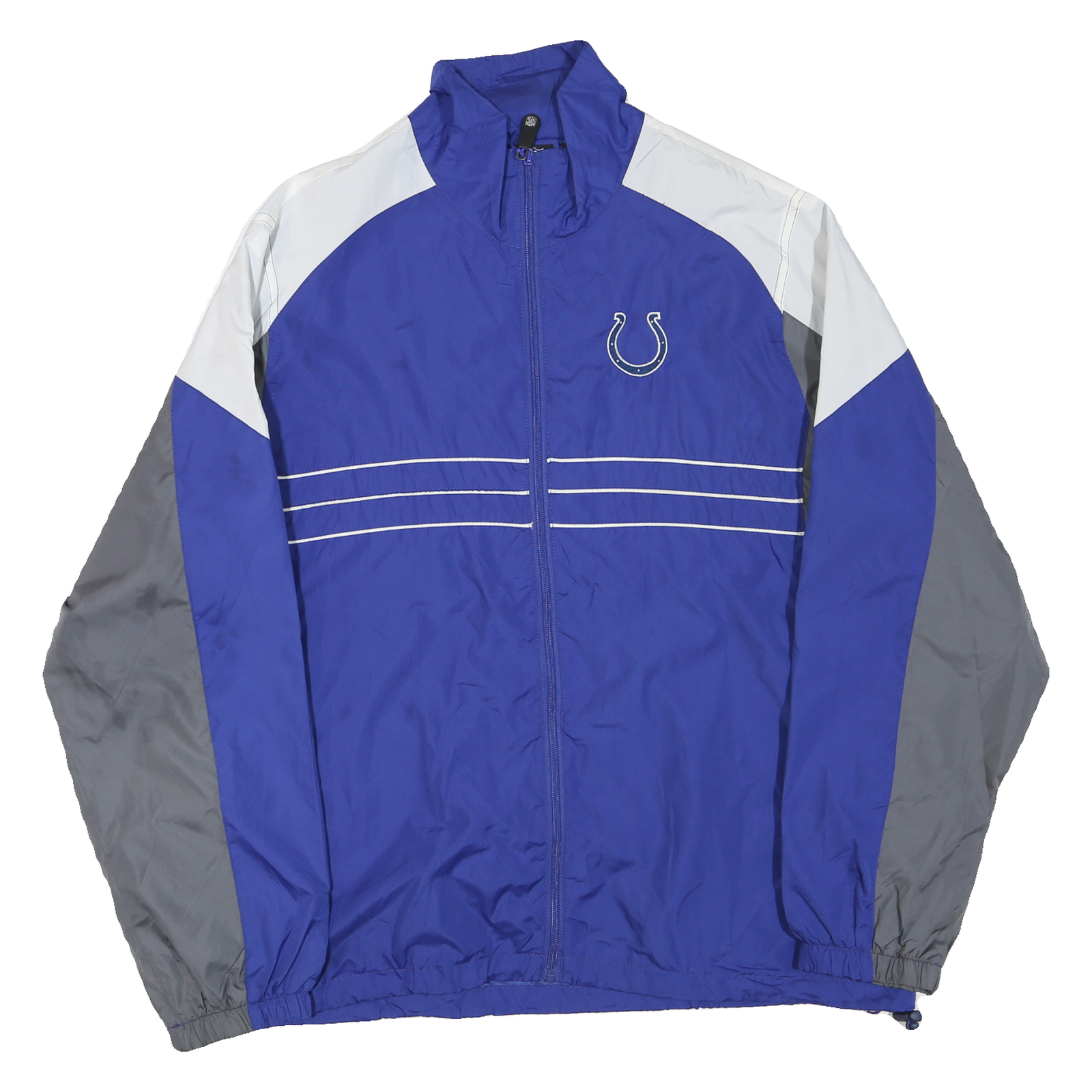 NFL Mens Blue & Grey Track Jacket L Polyester Blend Plain Lightweight Zip