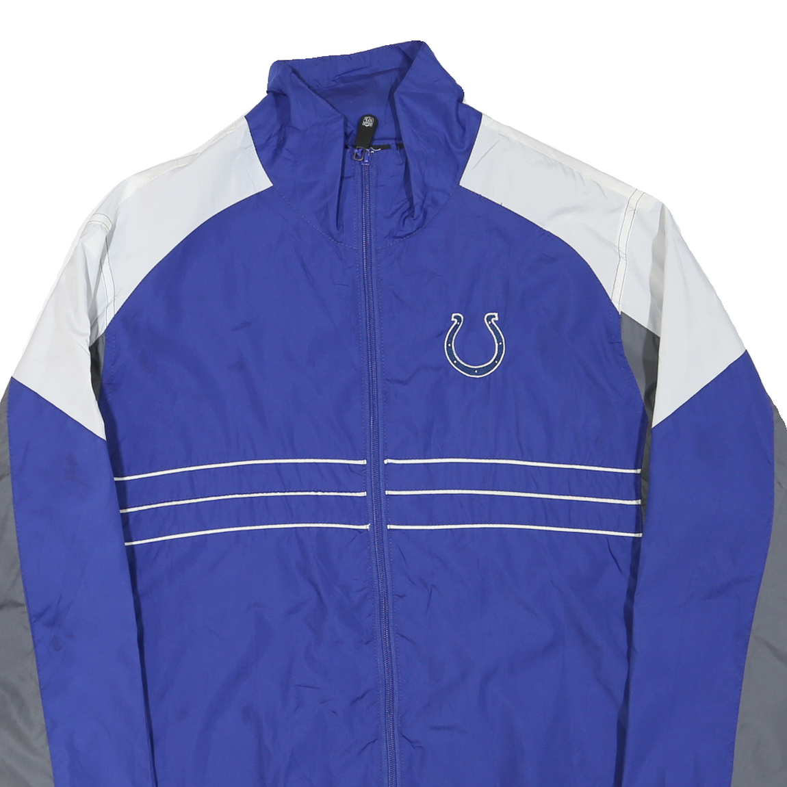 NFL Mens Blue & Grey Track Jacket L Polyester Blend Plain Lightweight Zip