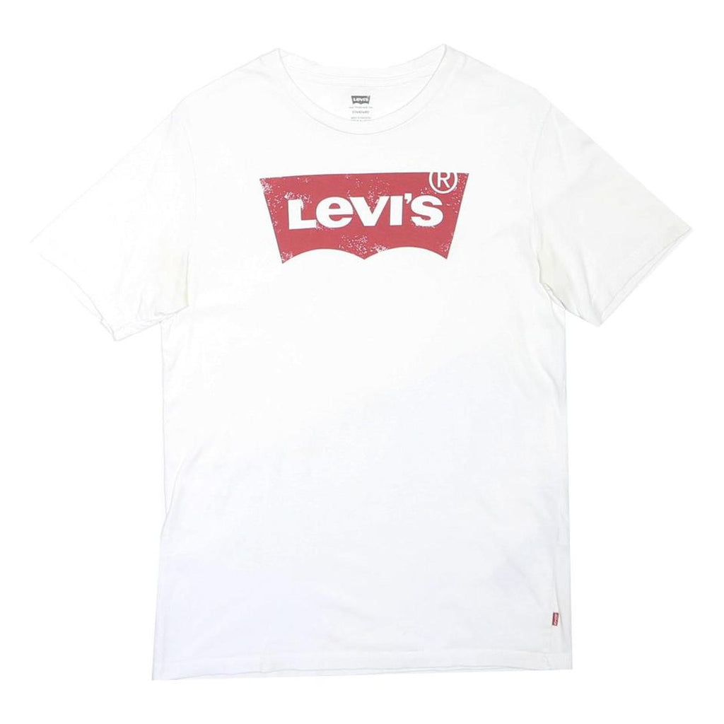 LEVI'S Mens White & Red Graphic T-Shirt S Short Sleeve Crew Neck Cotton Blend