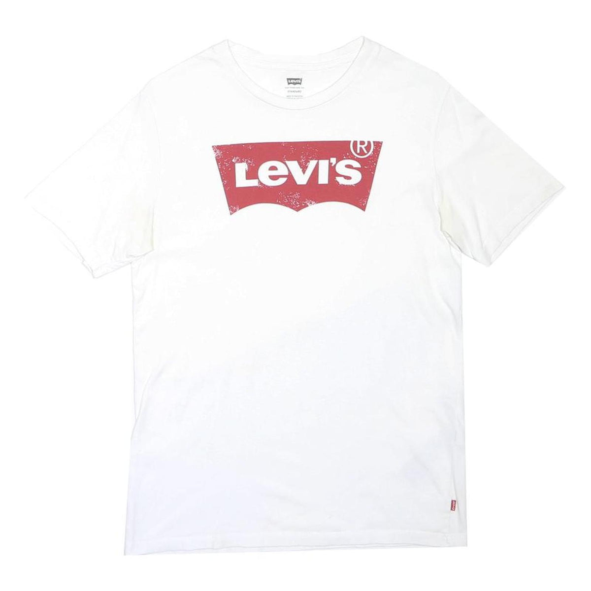 LEVI'S Mens White & Red Graphic T-Shirt S Short Sleeve Crew Neck Cotton Blend