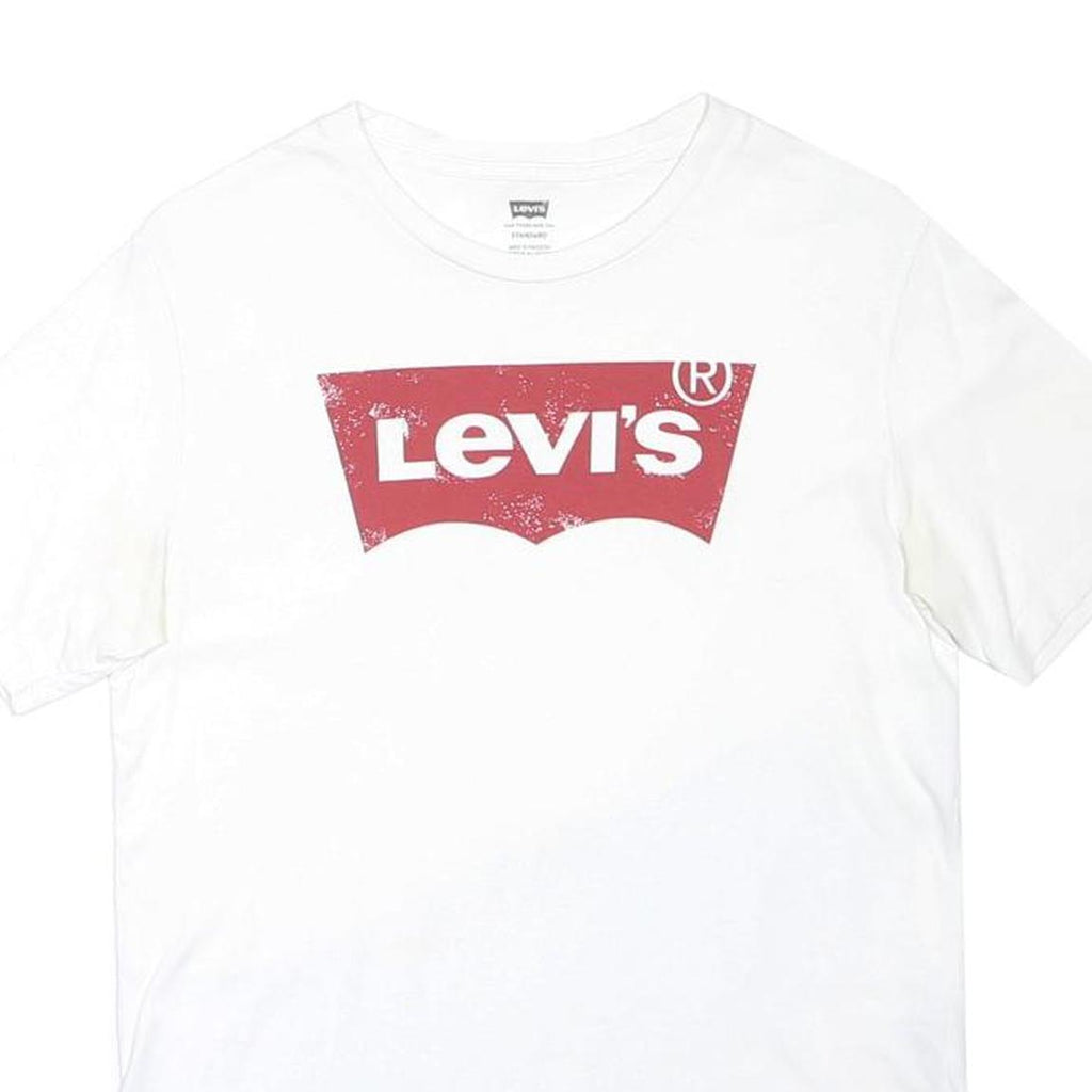 LEVI'S Mens White & Red Graphic T-Shirt S Short Sleeve Crew Neck Cotton Blend