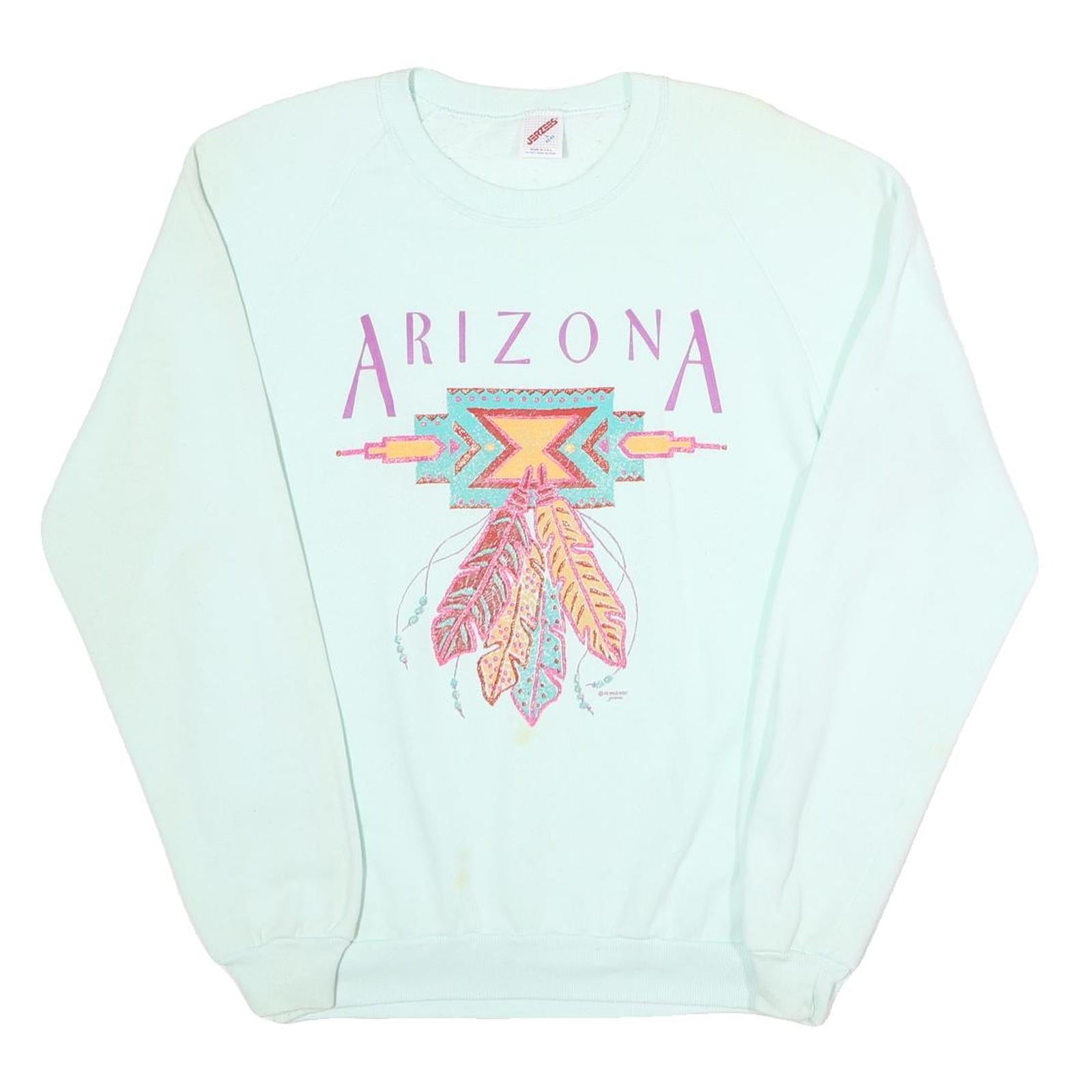 JERZEES Mens White Arizona Graphic Crew Neck L Cotton Blend Sweatshirt Pullover