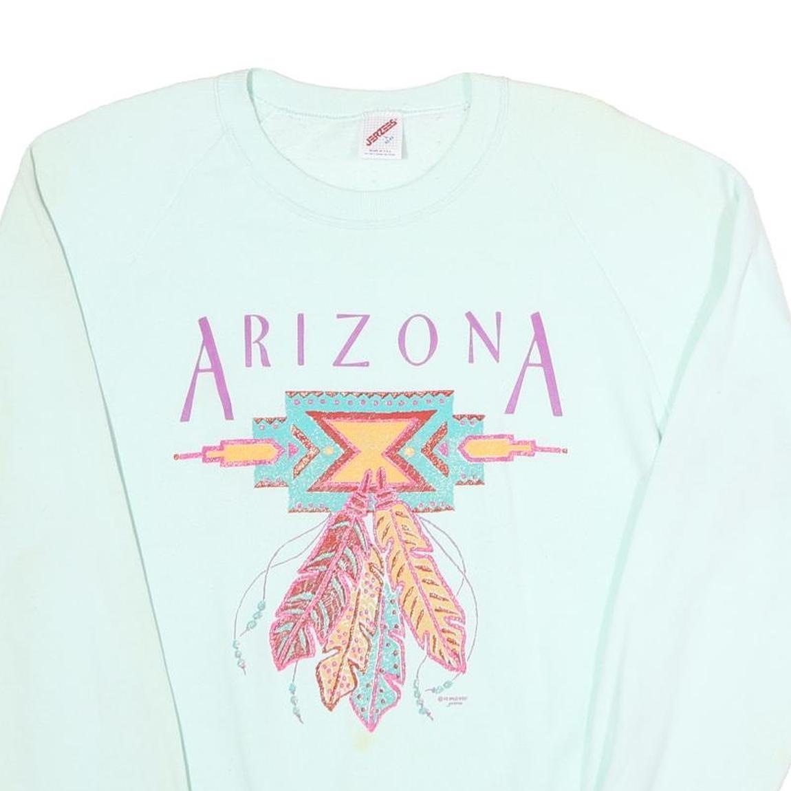 JERZEES Mens White Arizona Graphic Crew Neck L Cotton Blend Sweatshirt Pullover