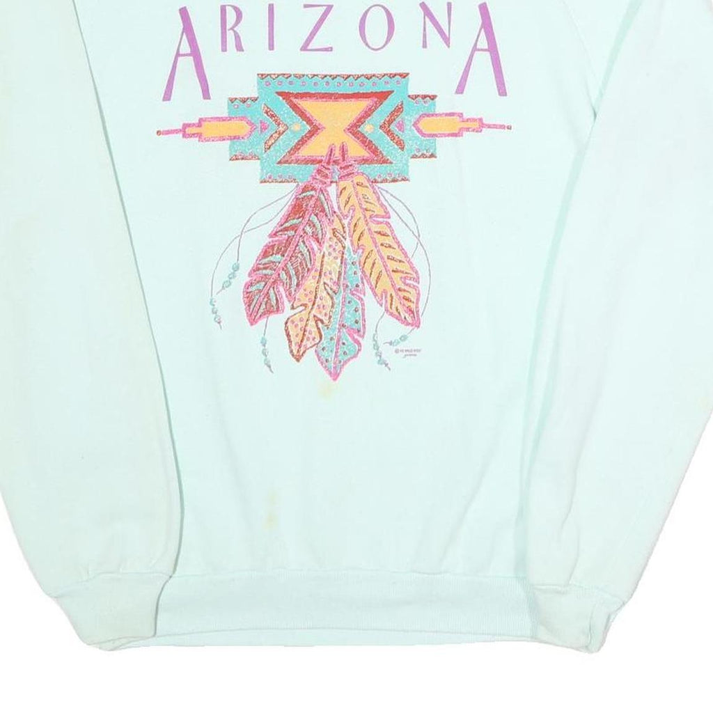 JERZEES Mens White Arizona Graphic Crew Neck L Cotton Blend Sweatshirt Pullover
