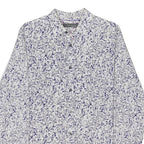 JOHN LEWIS Mens White & Blue Floral Print Cotton Blend Shirt M Long Sleeve