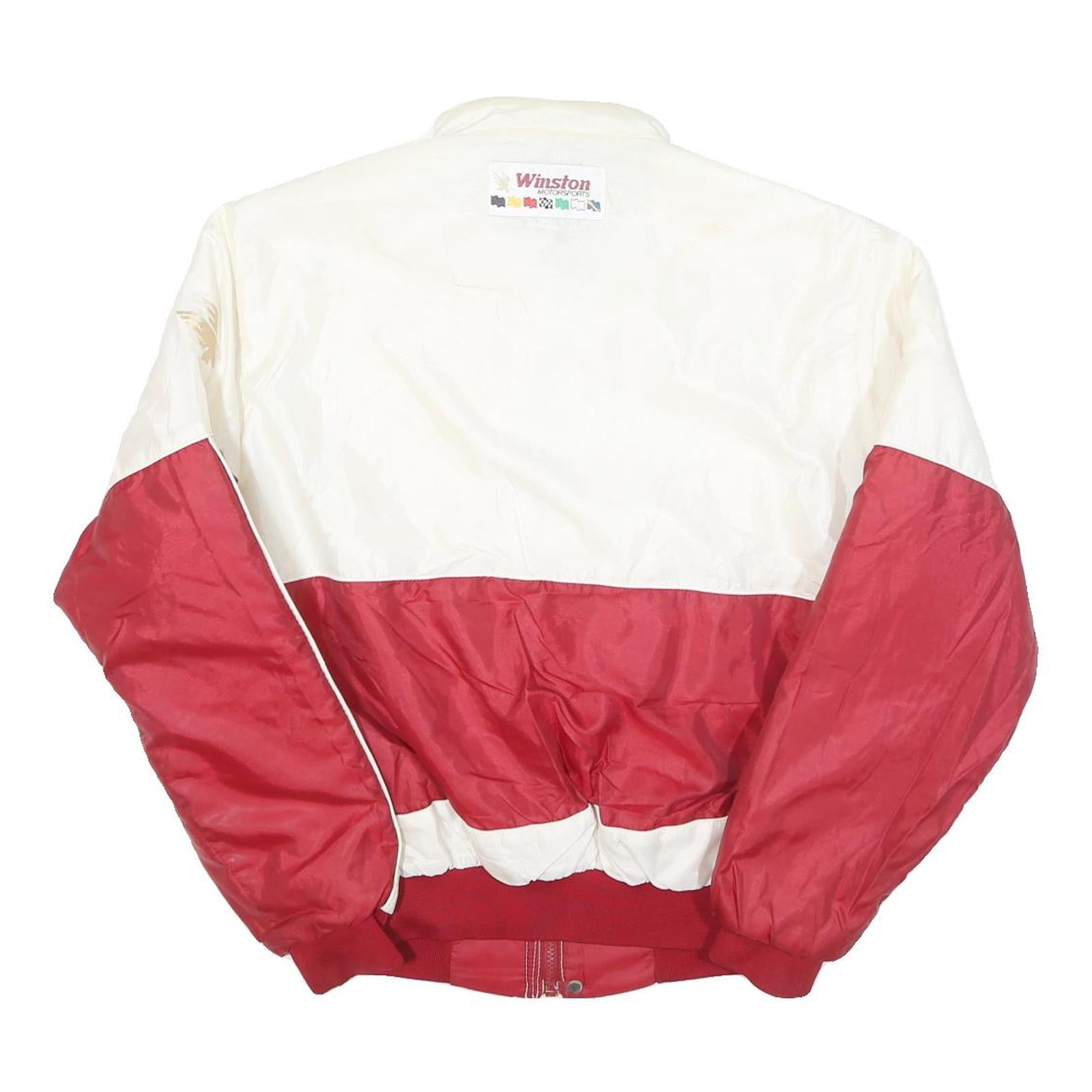 WINSTON Mens White & Red Daytona Racing Zip Jacket S Polyester Blend Motorsport