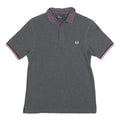 FRED PERRY Womens Grey & Burgundy Short Sleeve Polo Shirt M Cotton Blend Classic
