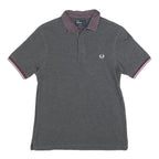 FRED PERRY Womens Grey & Burgundy Short Sleeve Polo Shirt M Cotton Blend Classic