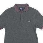 FRED PERRY Womens Grey & Burgundy Short Sleeve Polo Shirt M Cotton Blend Classic