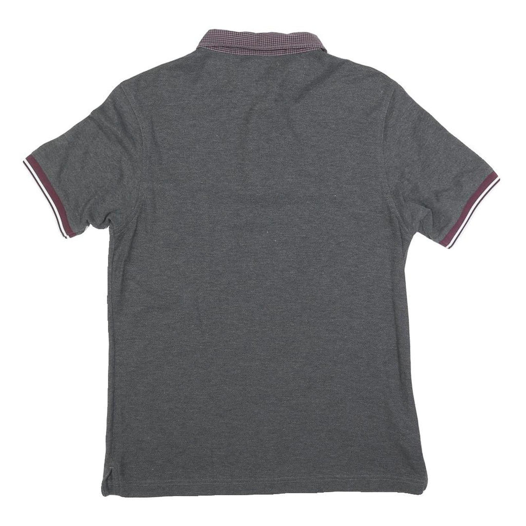 FRED PERRY Womens Grey & Burgundy Short Sleeve Polo Shirt M Cotton Blend Classic