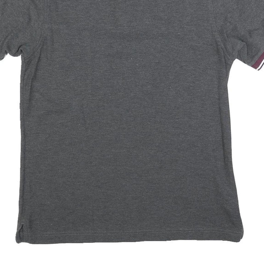 FRED PERRY Womens Grey & Burgundy Short Sleeve Polo Shirt M Cotton Blend Classic