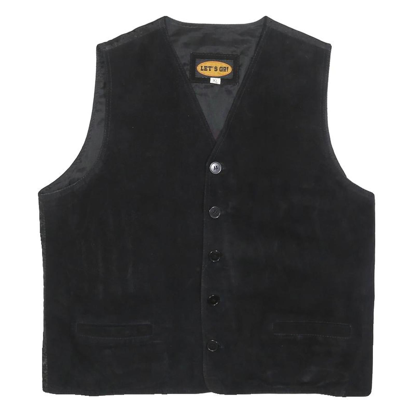 LETS GO Mens Black Jacket XL Polyester Button Plain Classic Vest Style