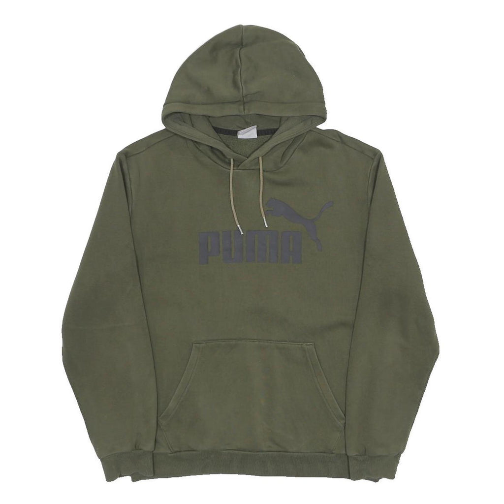 PUMA Mens Green Pullover Hoodie M Cotton Blend Casual Sportswear Sweatshirt