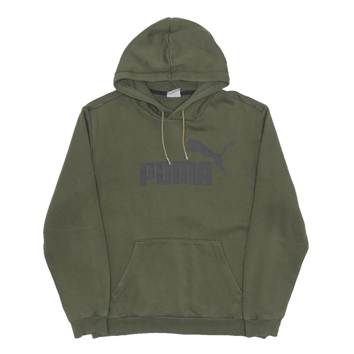 PUMA Mens Green Pullover Hoodie M Cotton Blend Casual Sportswear Sweatshirt