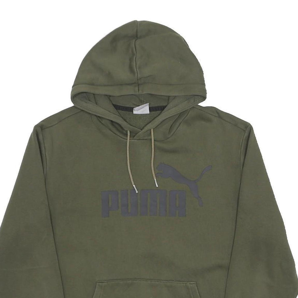 PUMA Mens Green Pullover Hoodie M Cotton Blend Casual Sportswear Sweatshirt