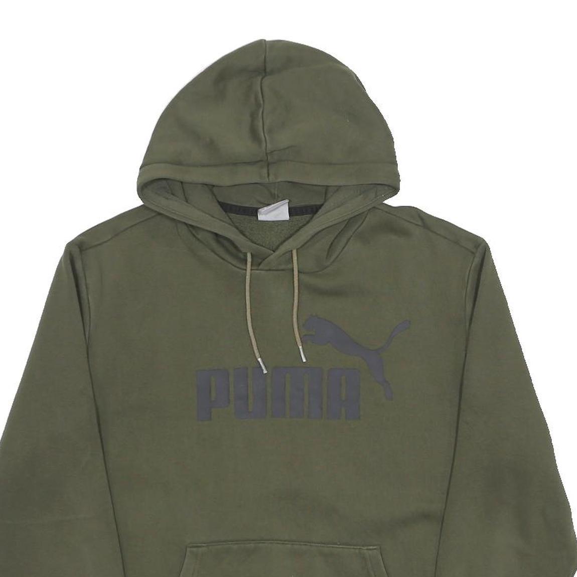PUMA Mens Green Pullover Hoodie M Cotton Blend Casual Sportswear Sweatshirt