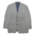 YVES SAINT LAURENT Mens Grey Wool Blend Button Jacket L Checked Classic Blazer